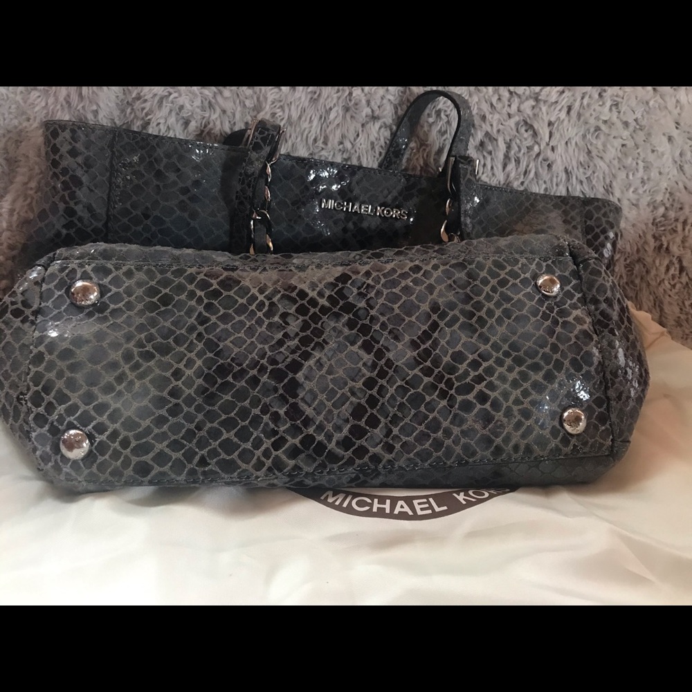 Michael Kors Large Harper Denim Python Blue Tote - image 6